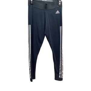 Adidas Size Small Black Leggings with White Logo. Preloved